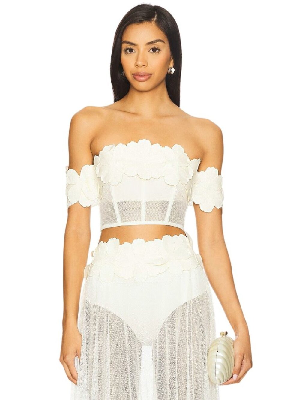 Bahia Maria Jardin De Lu Top in Ivory Small New Womens Bikini Swim